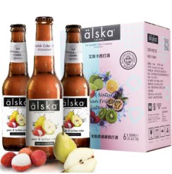 英国进口 艾斯卡Alska cider西打酒 梨荔枝女士水果酒礼盒 330ml*6