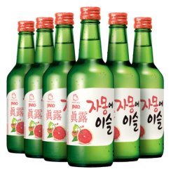 真露 韩国进口烧酒13°西柚味 360ml*6瓶装 果味酒