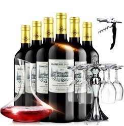法国原瓶进口红酒干红葡萄酒爱慕尔那瓦尔赤霞珠美乐整箱6支装750ml*6瓶