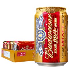 百威（Budweiser）淡色拉格啤酒 330ml*24听 整箱装 经典纯生