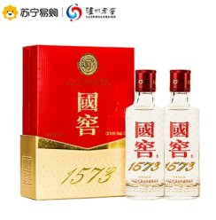 泸州老窖 国窖1573 浓香型白酒 52度 小礼盒 50ml*2瓶 苏宁自营