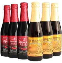 林德曼（Lindemans）樱桃*3/桃子*3啤酒 组合装 250ml*6瓶 精酿果啤 比利时进口